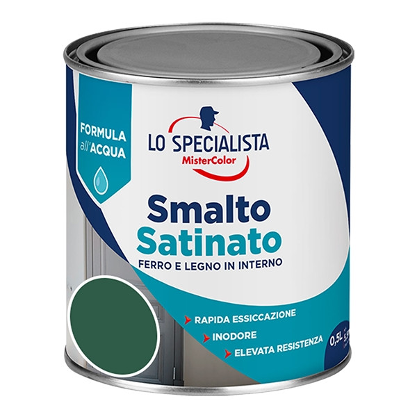 Smalto Acqua Satinato Verde Scuro - Flacone da 0,5 Litri
