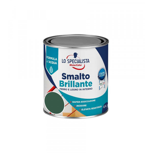 Lo specialista Smalto brillante all'acqua verde scuro flacone da  0,5 lt