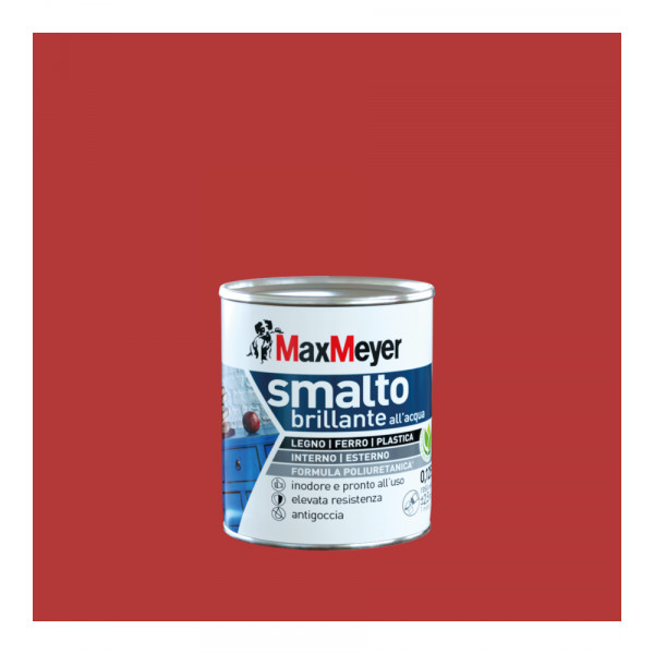 SMALTO ALL'ACQUA POLIURETANICO BRILLANTE ROSSO CILIEGIA FLACONE DA 125 ML 