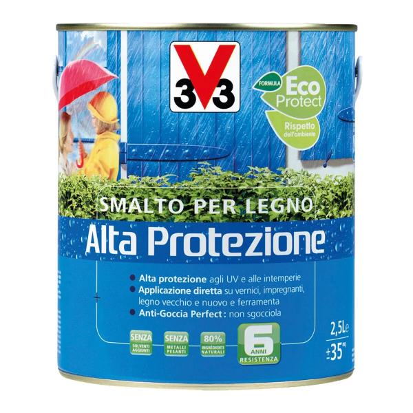 V33 Smalto per legno Alta Protezione Flacone da 0,5Litri Bianco ghiaccio