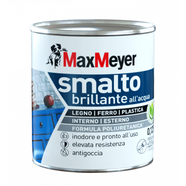 SMALTO ALL'ACQUA POLIURETANICO BRILLANTE MARRONE FLACONE DA 125 ML 