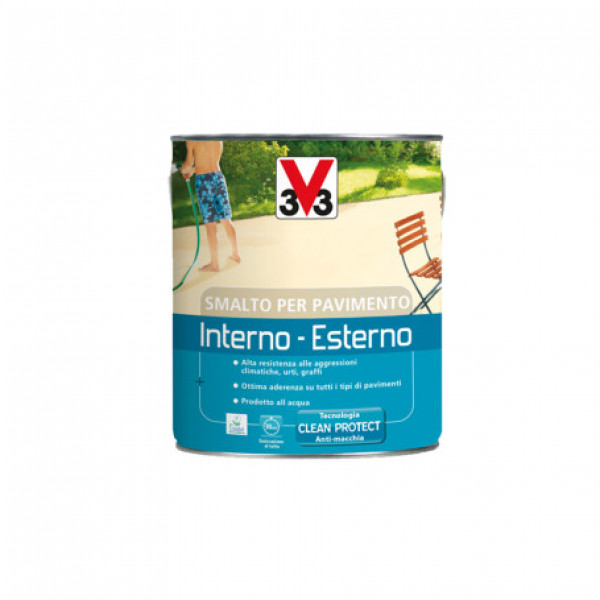 V33 Smalto per pavimenti interno esterno all''acqua grigio chiaro flacone da 500 ml 