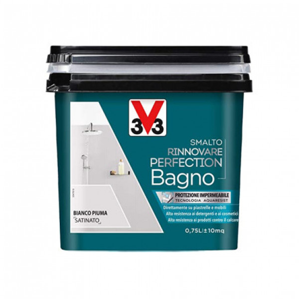 V33 Smalto rinnovare perfection bagno bianco piuma satinato flacone da 750 ml 