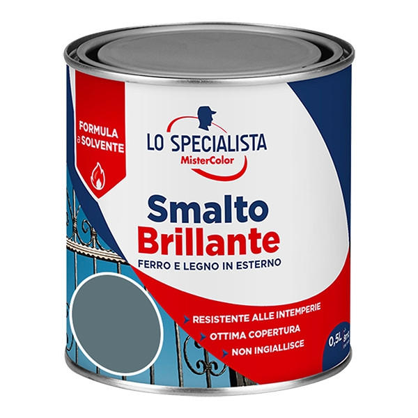 LO SPECIALISTA SMALTO SOLVENTE BRILLANTE GRIGIO SCURO FLACONE DA 500 ML 