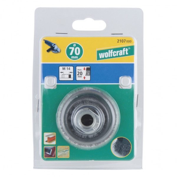 WOLFCRAFT SPAZZOLA A TAZZA PER SMERIGLIATRICE D.70MM