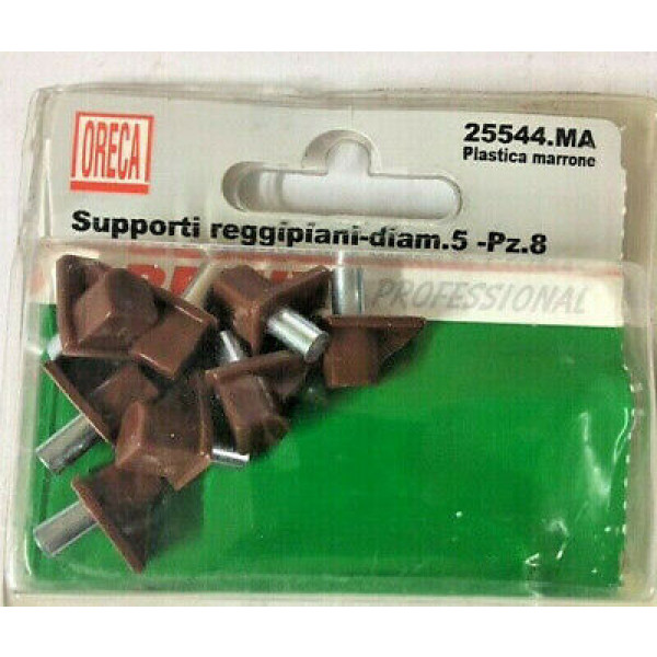 Supporti reggipiano in plastica marrone  con perno in metallo d. 5mm confezione da 8 pz 