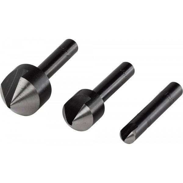 Wolfcraft kit svasatori conici 3 parti 6 mm, 12 mm, 16 mm acciaio per utensili alberino cilindrico 