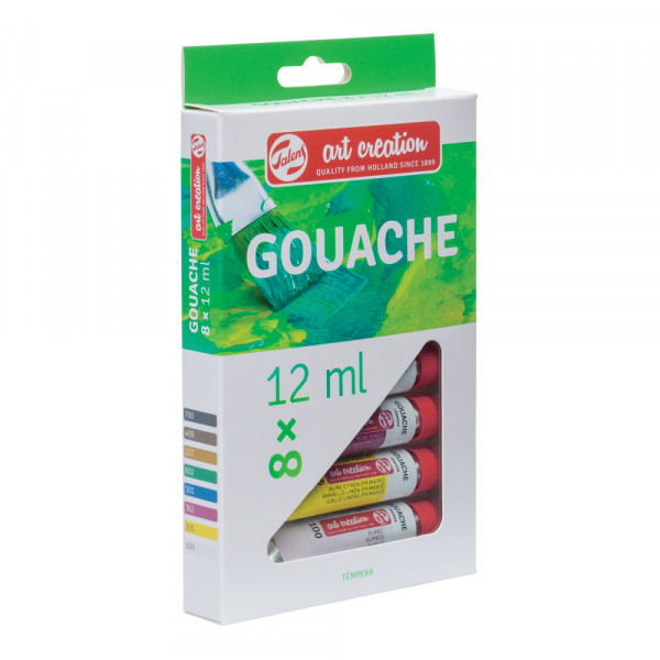 Tac Gouache Set 8 x 12ml - Set Completo di Colori Gouache di Alta Qualità