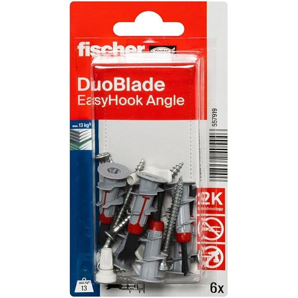 Fischer EasyHook Gancio con tassello per cartongesso DuoBlade 6x40 mm confezione da 6 pz 