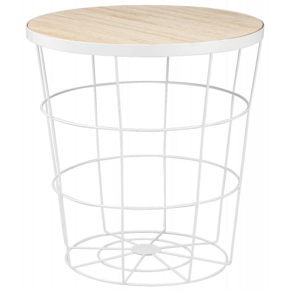 Tavolino Contenitore Kaori Diametro 38X40 Cm Bianco 