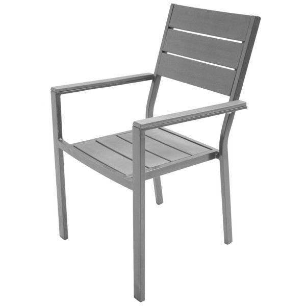 Tenerife sedia c/braccioli effetto legno grigio 58x55 Biacchi Ettore