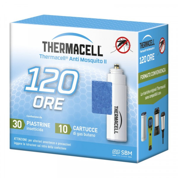 Thermacell Ricarica 120 ore - 30 piastrine 10 Cartucce di Gas Butano 