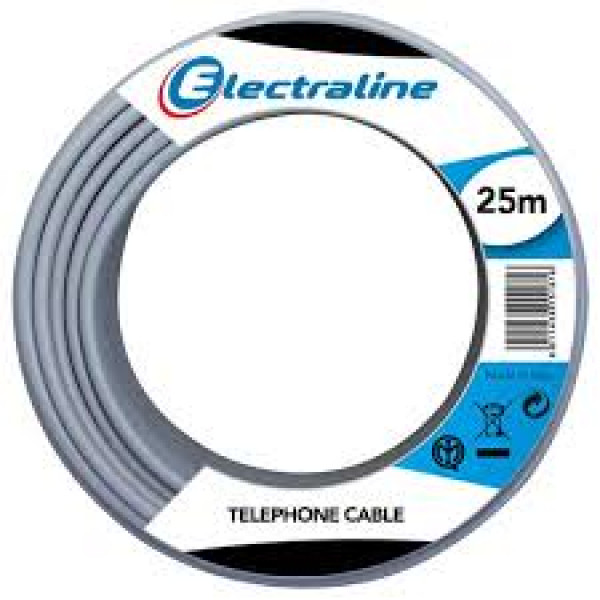 Electraline Cavo Telefonico/citofonico 1 Coppia e messa a terra 25 mt grey 