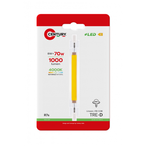  Lampada Tre-D COB Lineare 8W R7S 4000K