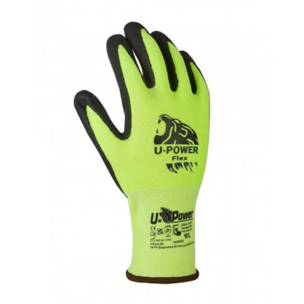 Guanti da lavoro u-power flex verde fluo  nero 