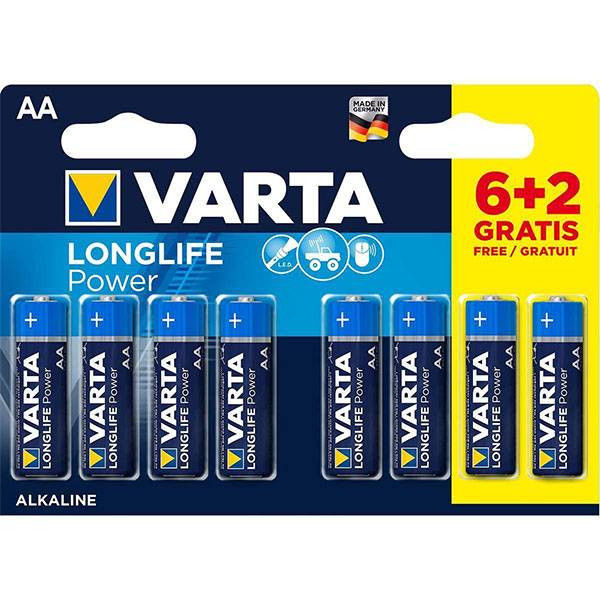 VARTA AA LONGLIFE POWER CONFEZIONE DA 6+2