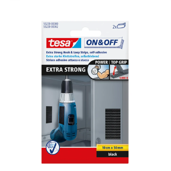 Tesa Strisce di chiusura extra resistenti 10 cm x 50 mm confezione da 2 pezzi  