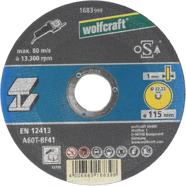WOLFCRAFT DISCO DA TAGLIO METALLO D.115X1x22.2 mm 