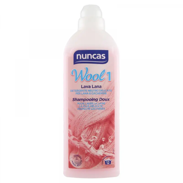 NUNCAS DETERSIVO BUCATO A MANO E LAVATRICE WOOL 1 LAVA LANA FLACONE DA 750 ML 