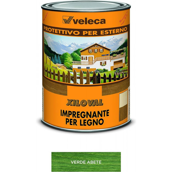 Veleca Impregnante per legno xiloval verde abete  flacone da 1 lt 